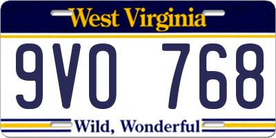 WV license plate 9VO768