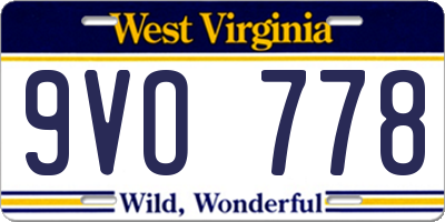 WV license plate 9VO778