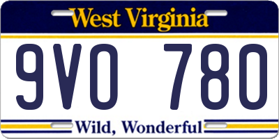 WV license plate 9VO780