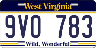WV license plate 9VO783