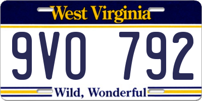 WV license plate 9VO792