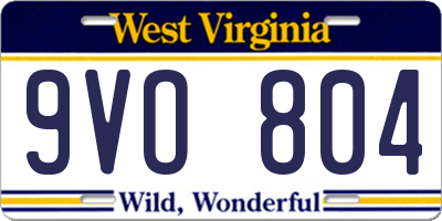 WV license plate 9VO804