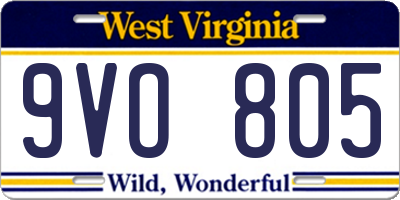 WV license plate 9VO805