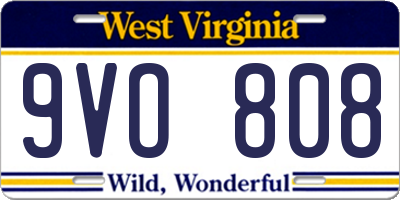 WV license plate 9VO808