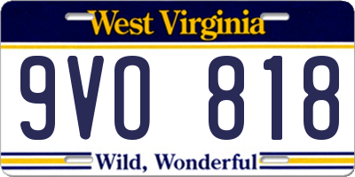 WV license plate 9VO818