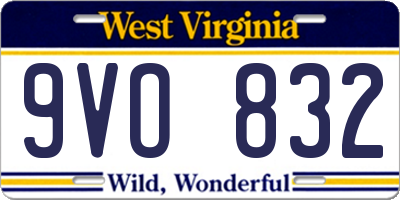 WV license plate 9VO832