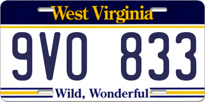 WV license plate 9VO833