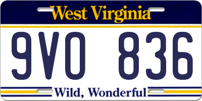 WV license plate 9VO836