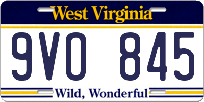 WV license plate 9VO845