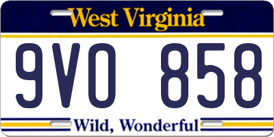 WV license plate 9VO858