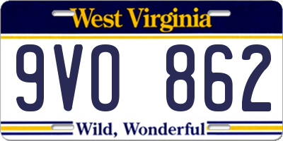 WV license plate 9VO862
