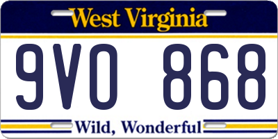 WV license plate 9VO868