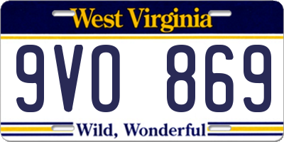 WV license plate 9VO869