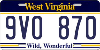 WV license plate 9VO870