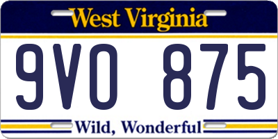 WV license plate 9VO875