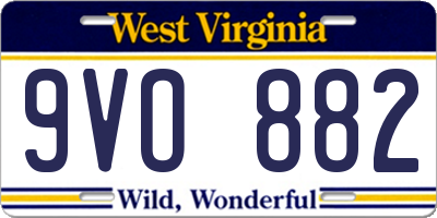 WV license plate 9VO882
