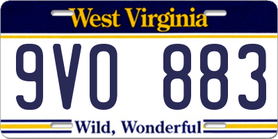 WV license plate 9VO883