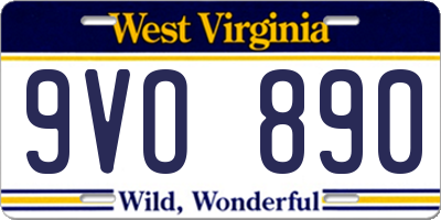 WV license plate 9VO890