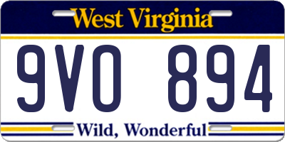 WV license plate 9VO894