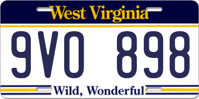 WV license plate 9VO898