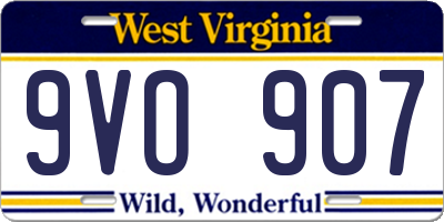WV license plate 9VO907