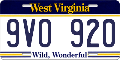 WV license plate 9VO920