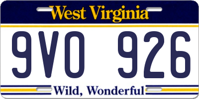WV license plate 9VO926