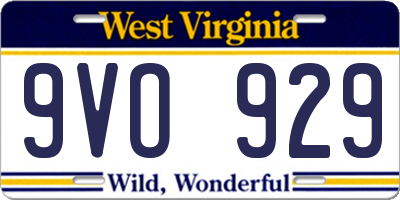 WV license plate 9VO929