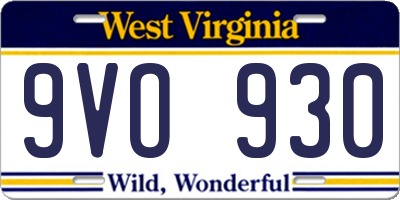 WV license plate 9VO930