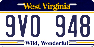 WV license plate 9VO948