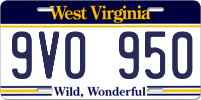 WV license plate 9VO950