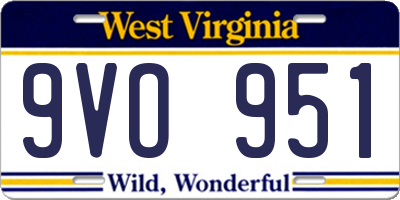 WV license plate 9VO951