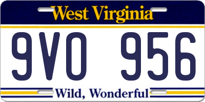 WV license plate 9VO956
