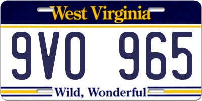 WV license plate 9VO965