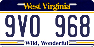 WV license plate 9VO968
