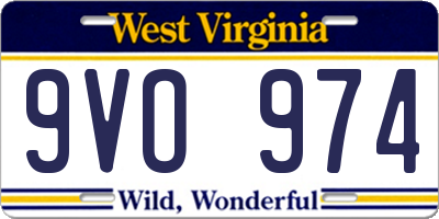WV license plate 9VO974