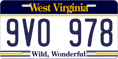 WV license plate 9VO978