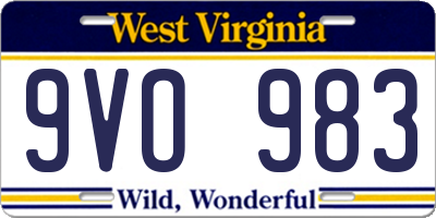 WV license plate 9VO983