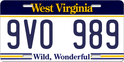 WV license plate 9VO989