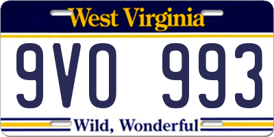 WV license plate 9VO993