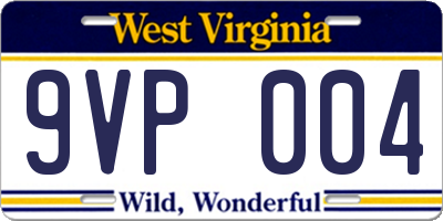WV license plate 9VP004