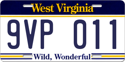 WV license plate 9VP011