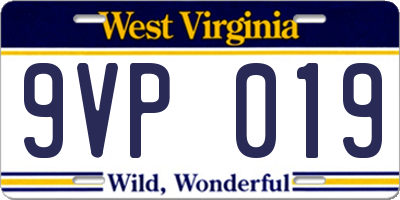 WV license plate 9VP019