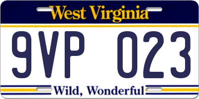 WV license plate 9VP023