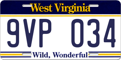 WV license plate 9VP034