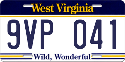 WV license plate 9VP041