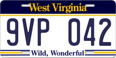 WV license plate 9VP042