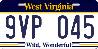 WV license plate 9VP045