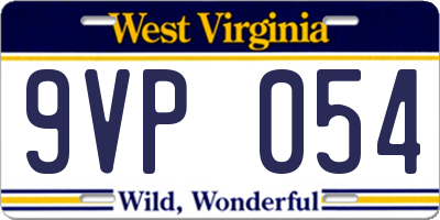 WV license plate 9VP054
