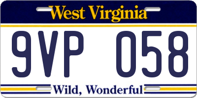 WV license plate 9VP058